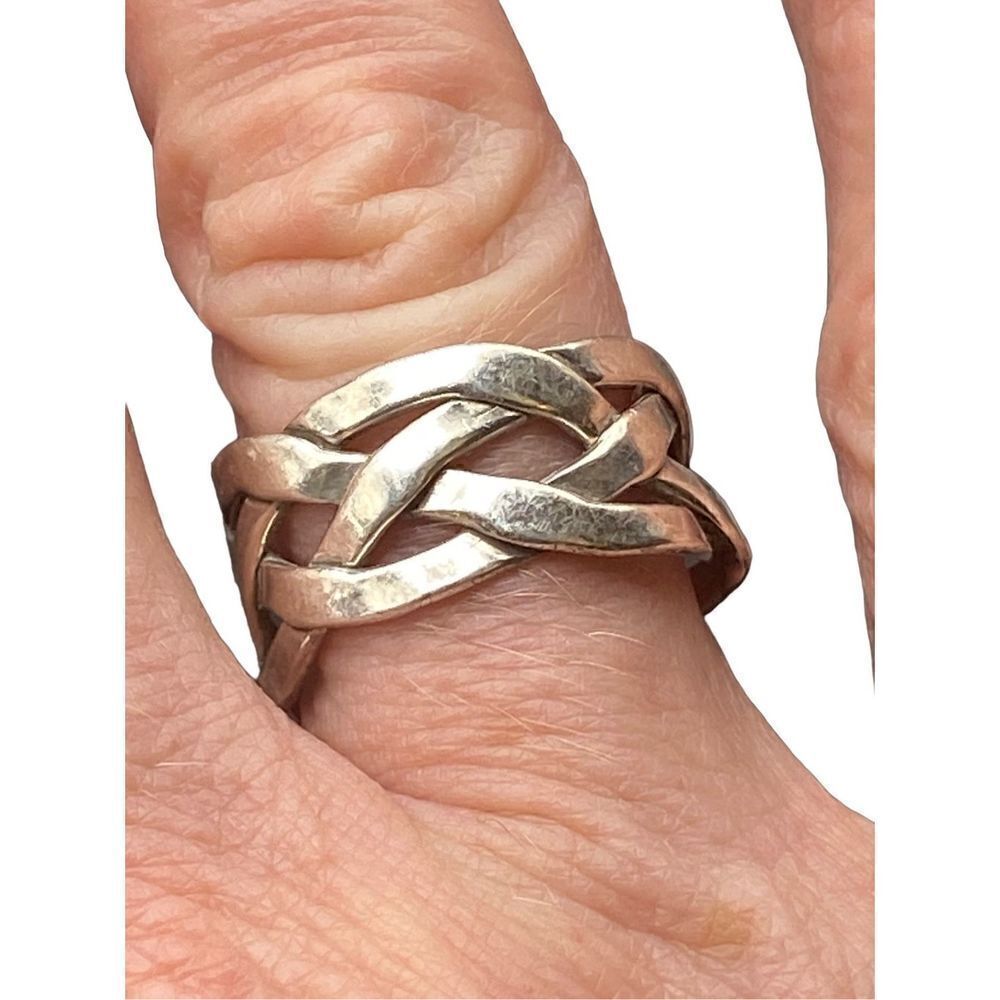 Sterling Silver 925 Open Weave Celtic Knot Ring - Wedding Band size 7.5